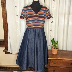 eShakti striped and denim A-line dress 6